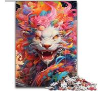 Jigsaw Puzzles for Adults 1000 Colourful Graffiti Flying Dragon Made of Wood, Toys Gift Educational Intellectual Decompressing Fun Family Game 50x75cm for Family Interactive Game