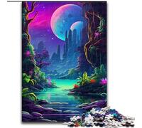 Jigsaw Puzzles for Adults 1000 Colourful Neon Planet Puzzle Made of Wood,Perfect for Christmas, Halloween, Easter, New Year 1000pcs(50x75cm)