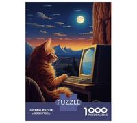 Jigsaw Puzzles for Adults 1000 Computer Cat Adult Jigsaw Puzzle Hands-on Game Precision Cutting Gifts for Friends And Family 70x50cm/1000pcs