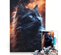 Jigsaw Puzzles for Adults 1000 Cool Black Cat, Brain Teaser Game, Parent-child Interaction, Enhance Love between Couples 38x26cm