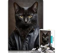Jigsaw Puzzles for Adults 1000 Cool Black Cat Teenager Puzzles,Challenging Game for Is Ideal As A Gift for The Whole Family 38x26cm