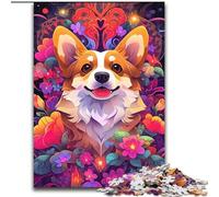 Jigsaw Puzzles for Adults 1000 Corgi Dog Made of Wood, Toys Gift Educational Intellectual Decompressing Fun Family Game 50x75cm for Family Interactive Game
