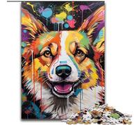 Jigsaw Puzzles for Adults 1000 Corgi Graffiti Jigsaw Puzzles size : 38x26cm for Teenager & Families, Perfect DIY Decor & Brain-Teasing Challenge