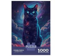 Jigsaw Puzzles for Adults 1000 Cosmic Black Cat Portrait Jigsaw for Adults Relaxing Games Pattern Assembly Gifts for Friends And Family 70x50cm/1000pcs