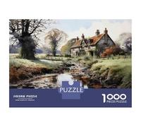 Jigsaw Puzzles for Adults 1000 Cottage by The Stream-1 Jigsaws for Adults Relaxing Games Stress Reliever Challenging To Complete 38x26cm/1000pcs