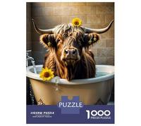 Jigsaw Puzzles for Adults 1000 Cow Bathroom Funny Jigsaw for Adults Relaxing Games Presents for Women Challenging To Complete 38x26cm/1000pcs
