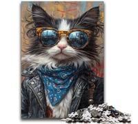 Jigsaw Puzzles for Adults 1000 Cowboy Cat Educational Games Home Decoration Educational Game for Birthday, Chrismas 50x75cm