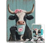 Jigsaw Puzzles for Adults 1000 Cows Drinking Coffee Puzzles for Teenagers,Challenging Game for Is Ideal As A Gift for The Whole Family 75x50cm