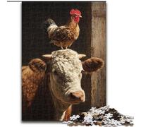 Jigsaw Puzzles for Adults 1000 Cow's Head with Cock 1000-Piece Jigsaw Puzzle Perfect Christmas & New Year Gift, (Size 50x75cm)