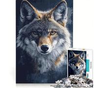 Jigsaw Puzzles for Adults 1000 Coyote Portrait on Dark Background, Brain Teaser Game, Parent-child Interaction, Enhance Love between Couples 50x75cm