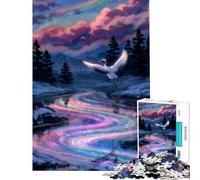 Jigsaw Puzzles for Adults 1000 Crane over A Rainbow River Relaxing Games Brain Intelligence Challenge Addictive Toys Great Gifts Family Activities (Size 38x26cm)