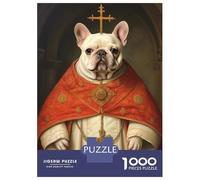 Jigsaw Puzzles for Adults 1000 Cream French Bulldog Pope Puzzles for Adults DIY Toys Pattern Assembly Gifts for Friends And Family 38x26cm/1000pcs