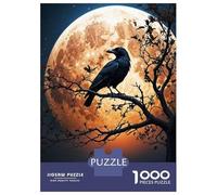 Jigsaw Puzzles for Adults 1000 Crow Gazes at The Moon Jigsaw for Adults Relaxing Games Presents for Women Challenging To Complete 38x26cm/1000pcs