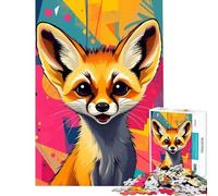 Jigsaw Puzzles for Adults 1000 Cute Fennec Fox Pop Art Challenging Game Toys Relaxing Games Family Activities Gifts For Birthdays (Size 75x50cm)