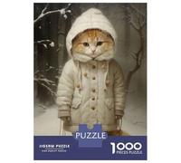 Jigsaw Puzzles for Adults 1000 Cute Ginger Kitten in Snow Adult Jigsaw Puzzle Toy Wall Decor Difficult Challenge Educational Challenge 38x26cm/1000pcs