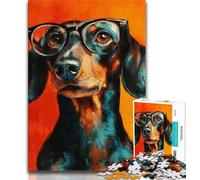 Jigsaw Puzzles for Adults 1000 Dachshund Wearing Glasses Puzzles for Teenagers,is Ideal As Gifts for The Whole Family for Age 14+ (size 38x26cm)