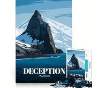 Jigsaw Puzzles for Adults 1000 Deception Island, Antarctica Travel Poster Premium Edge Art Cognitive Skill Toy Casual Play Game Birthday Fun Play (38x26cm)
