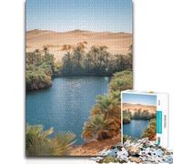 Jigsaw Puzzles for Adults 1000 Desert Oasis with Palm Trees Toy Intellectual Game Stress Reliever Secret Santa Gifts (size 38x52cm)