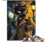 Jigsaw Puzzles for Adults 1000 Detective Cat,Help The Brain Exercise Addictive Toys to Cultivate Patience Wall Decoration 38X26CM