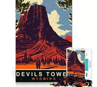 Jigsaw Puzzles for Adults 1000 Devils Tower Premium Edge Art Cognitive Skill Toy Casual Play Game Birthday Fun Play (38x52cm)