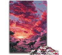 Jigsaw Puzzles for Adults 1000 Dinosaurs at Sunset Adult Puzzles,Toys Educational Games Stress Relieving Unique Birthday And Gifts (38x26cm)