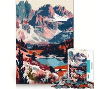 Jigsaw Puzzles for Adults 1000 Dolomites Mountain Lake Landscape Italy Premium Edge Art Cognitive Skill Toy Casual Play Game Birthday Fun Play (38x26cm)