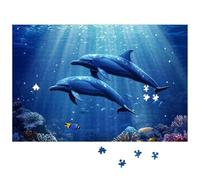 Jigsaw Puzzles for Adults 1000 Dolphin Sunbeams Corals Puzzle Family Fun Activity Jigsaw 1000 Pieces Challenging Adult Jigsaws Puzzles for Adults Puzzle Gifts Home Decoration