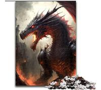 Jigsaw Puzzles for Adults 1000 Dragon And Fire Made of Wood, Toys Gift Educational Intellectual Decompressing Fun Family Game 50x75cm for Family Interactive Game