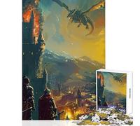 Jigsaw Puzzles for Adults 1000 Dragon Attack on Castle Puzzle For Teenagers Stress Reliever Every Piece Is Unique - for Is Ideal As A Gifts (38x26cm)