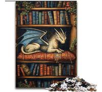 Jigsaw Puzzles for Adults 1000 Dragon on The Bookshelf 1000-Piece Jigsaw Puzzle Perfect Christmas & New Year Gift, (Size 26x38cm)