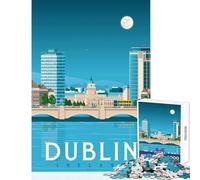 Jigsaw Puzzles for Adults 1000 Dublin Travel Poster Puzzles for Teenagers Precision Cutting Train Your Brain And Hands Beautiful Design Game (50x75cm)