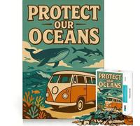 Jigsaw Puzzles for Adults 1000 Earth Day, Protect Our Oceans Premium Edge Art Cognitive Skill Toy Casual Play Game Birthday Fun Play (50x75cm)