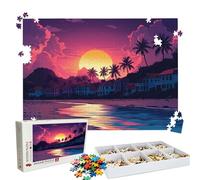 Jigsaw Puzzles for Adults 1000 Educational Game jigsaw puzzle Hard Difficult Challenging Large Puzzle Jigsaw Home Wall Decors Family Challenge Unique Gifts Theme: Coconut Trees Sunset Puzzle W3H-409