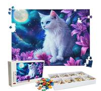 Jigsaw Puzzles for Adults 1000 Educational Game jigsaw puzzle Hard Difficult Challenging Large Puzzle Jigsaw Home Wall Decors Family Challenge Unique Gifts Women/Men Theme: Moon Cat(2) Puzzle W3H-463