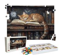 Jigsaw Puzzles for Adults 1000 Educational Game jigsaw puzzle Hard Difficult Challenging Large Puzzle Jigsaw Home Wall Decors Family Challenge Unique Gifts for Women/Men Theme: Book Cat Puzzle W3H-268