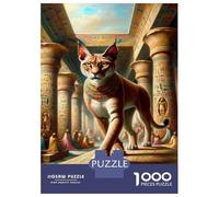 Jigsaw Puzzles for Adults 1000 Egyptian Cat Statue Puzzle for Adults Anti-Stress Toys Improve Memory Gifts for Friends And Family 38x26cm/1000pcs