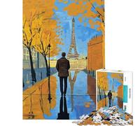 Jigsaw Puzzles for Adults 1000 Eiffel Tower Autumn Walk Challenging To Complete Learning Educational DIY Toys for 14+ Puzzle Game Offered (38x52cm)