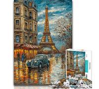 Jigsaw Puzzles for Adults 1000 Eiffel Tower Oil Painting,Help The Brain Exercise Addictive Toys to Cultivate Patience Artists Collection,Fine Art 50x75cm