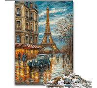 Jigsaw Puzzles for Adults 1000 Eiffel Tower Oil Painting, Stress Reliever Difficult Challenge Secret Santa Gifts for Age 14 Years Up (Size 50x75cm)