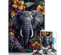 Jigsaw Puzzles for Adults 1000 Elephant Flowers Puzzles for Teenagers,is Ideal As Gifts for The Whole Family for Age 14+ (size 75x50cm)