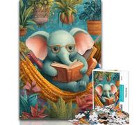 Jigsaw Puzzles for Adults 1000 Elephant Reading 1000 Pieces for Teenagers,Educational Stress Relief Toy Gifts for Friends And Family 26x38cm