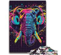 Jigsaw Puzzles for Adults 1000 Elephant with Headphones Puzzles for Teenagers,Challenging Game for Is Ideal As A Gift for The Whole Family (50x75cm)