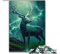 Jigsaw Puzzles for Adults 1000 Enchanted Deer in Storm Wooden Jigsaw Puzzles Challenging & Entertaining, Family Activity (Size 26x38cm)