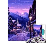 Jigsaw Puzzles for Adults 1000 Europe Winter Village Art Relaxing Games Brain Intelligence Challenge Addictive Toys Great Gifts Family Activities (Size 38x52cm)