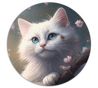 Jigsaw Puzzles for Adults 1000 Fantasy Cat Round Jigsaw Puzzles 1000 Pieces for Adults Erfect for Home Decor, Birthdays, Holidays, And Gifts 67.5x67.5cm