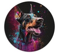 Jigsaw Puzzles for Adults 1000 Fantasy Doberman Pinscher 1000 Piece Round Jigsaw High-Difficulty Brain Teaser for Teenagers 67.5x67.5cm