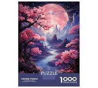 Jigsaw Puzzles for Adults 1000 Fantasy Pink Blossom Landscape Adult Jigsaw Brain Teaser Game Analysis And Logic Challenging To Complete 52x38cm/1000pcs