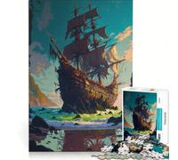 Jigsaw Puzzles for Adults 1000 Fantasy Pirate Ship Flag, Fun Games, Decompressing Intellectual, Improving Love between Couples 38x52cm