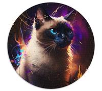 Jigsaw Puzzles for Adults 1000 Fantasy Siamese Cat 1000 Piece Round Jigsaw High-Difficulty Brain Teaser for Teenagers 67.5x67.5cm