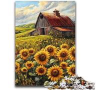 Jigsaw Puzzles for Adults 1000 Farm Sunflowers Family Game Stress Reliever Difficult Challenge Secret Santa Gifts 26x38cm